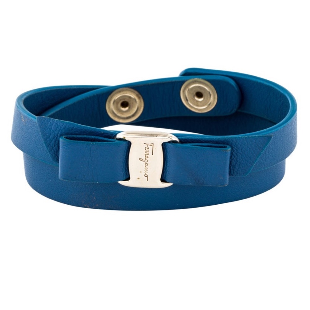 🔥SALE 💙 SALVATORE FERRAGAMO Vara Bow Double Wrap Bracelet – Blue